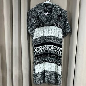 No Boundaries Black and White Knit Mini Dress